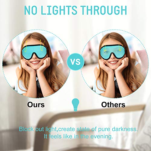 2 Pieces 3D Sleep Mask for Kids Memory Foam Contoured Eye Mask, Travel Sleep Eye Cover with Adjustable Strap, 3D Blindfolds(Gray and Green) - color: Gray and Green