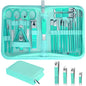 Nail Clippers Set, 26 Piece Manicure Set & Pedicure Kit, Stainless Steel Fingernail & Toenail Clipper Cutters, Professional Nail Care Tools with Luxurious Travel Case for Men and Women, Turquoise - color: Turquoise