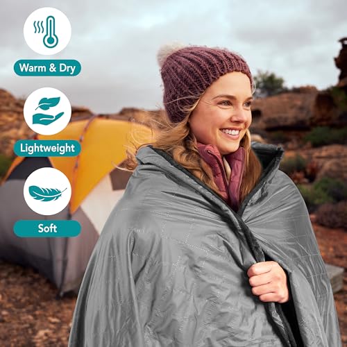 SUN CUBE Large Waterproof Camping Blanket, Fleece Quilted Stadium Blanket for Cold Weather, Windproof Foldable Outdoor Blanket Mat for Picnic, Beach, Pets, Car, 60x80in - color: Grey/Black Fleece