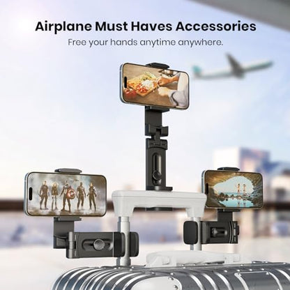 3 Pack Universal Airplane Phone Holder, Klearlook 360 Degree Rotation Travel Essentials Mount for Desk, Handsfree Stand, Flexible Accessories for Flying - color: 3-Black