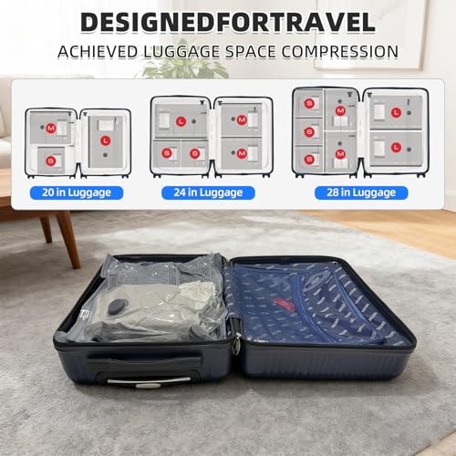 15 Pack Travel Vacuum Bags for Clothing with Rechargeable Electric Pump，Travel Vaccine Sealed Storage Bag for Clothes Suitcase
