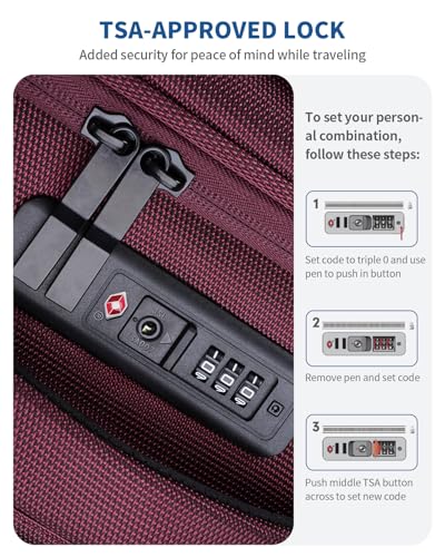 ECOHUB Carry On Luggage Airline Approved, 21 Inch Height Softside Carry On Suitcase with Spring Shock-Absorbing Spinner Wheels, Lightweight Travel Luggage with TSA Lock, Fits 22x14x9 Carry-On Bag - color: Red