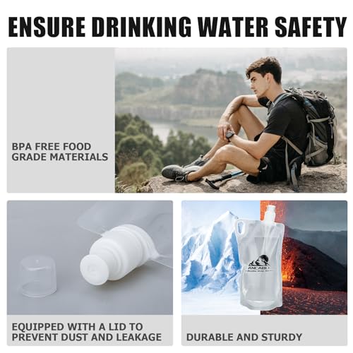 Ancable 33oz (1L) Collapsible Water Bottles, 3-Pack Reusable Travel Foldable Water Bottles for Hiking Camping Running Bike, BPA-Free Water Bottle - color: Clear x 3, size: 33 Ounces