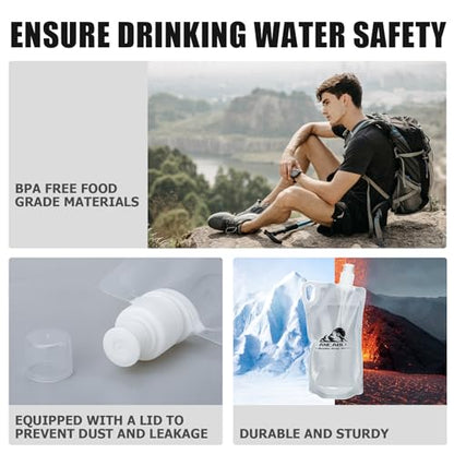 Ancable 33oz Collapsible Water Bottles, 6-Pack Reusable Travel Foldable Water Bottles for Hiking Camping Running Bike, BPA-Free Water Bottle - color: Clear x 6, size: 33 Ounces