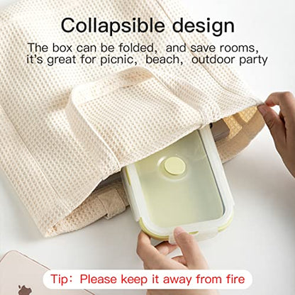 Collapsible Silicone Lunch Bento Box, Portable Food Storage Container Outdoor Picnic Box Space Saving, Microwave, Dishwasher and Freezer Safe, 3 Pcs Set (Grey) - color: Gray