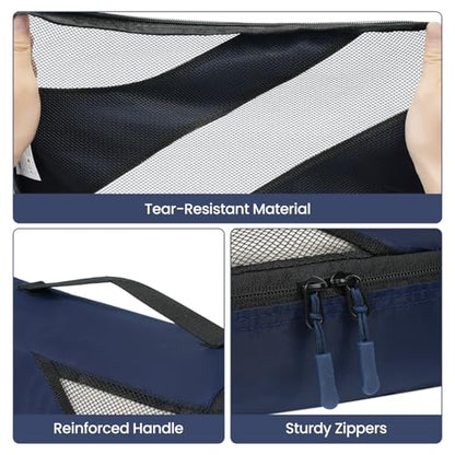 BAGAIL 6 Set Packing Cubes,Travel Luggage Packing Organizers - color: The Navy, style: 6 Set