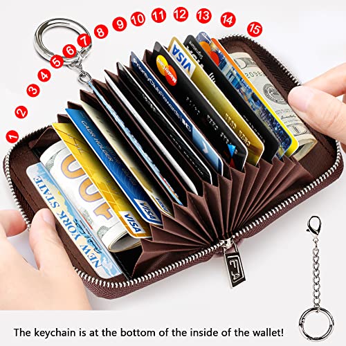 FurArt Zipper Wallet Women, RFID Blocking Credit Card Wallet, Business Card Holder, Compact Size KeyChain Wallet - color: Dark Gray