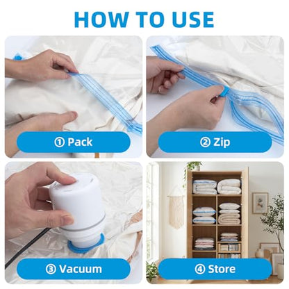 KMOSENIA Vacuum Storage Bags with Electric Pump, Vacuum Seal Bags, Space Saver Compression Bags for Clothing, Pillows, Blanket, Bedding Comforters, Travel Lugggage, 10 Combo - size: 10 Combo