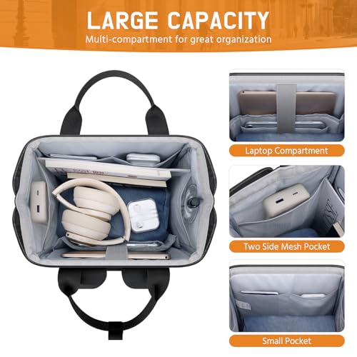 Maelstrom Laptop Backpack, Fits 15.6-17.3 Inch Travel Backpack Gift for Women Men, Waterproof College School Computer Bag, Anti-theft Business Work Bag with Luggage Strap (Black-Beige, 15.6 Inch) - color: Black-beige, size: 15.6 Inch