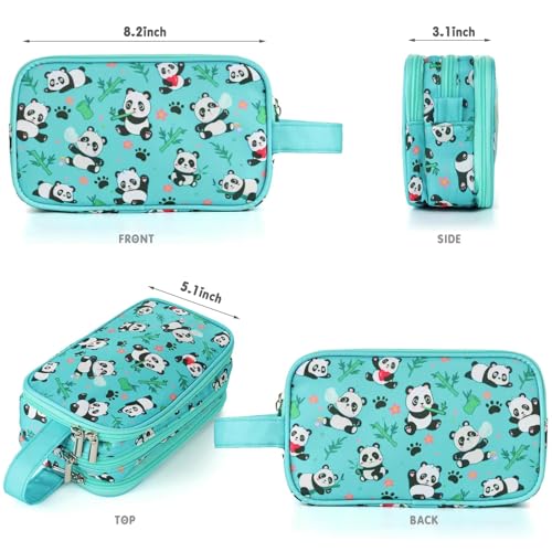 Kids Toiletry Bag for Girls, Travel Toiletry Bag for Little Young Girls Cosmetic Bag Makeup Bag Waterproof Hanging Wash Bag Toddler Toiletries, Panda Green Teal - color: Panda-Green