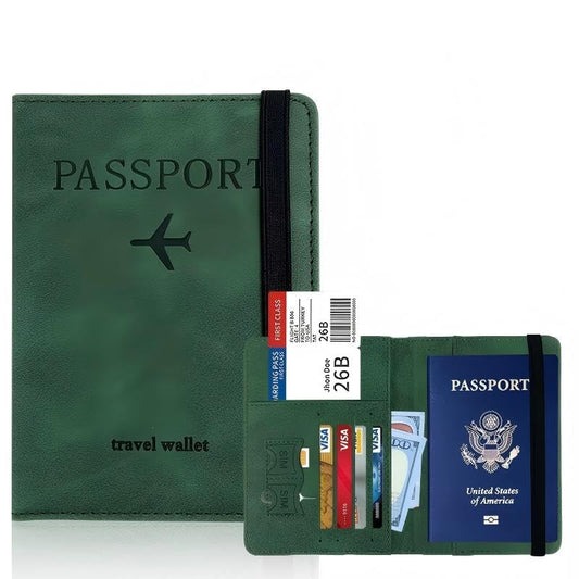 Passport Holder Travel Wallet RFID Blocking: Slim Leather Passport Cover with 4 Card Slots, Elastic Band Closure, Document Organizer for Men Women, Passport Case for International Travel
