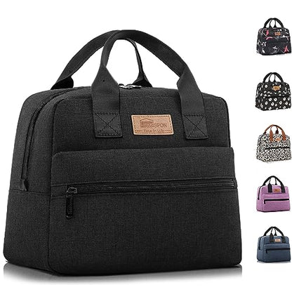 HOMESPON Insulated Lunch Bag for Women Men Lunch Box Cooler Lunch Tote for Work Picnic (Black) - color: Black