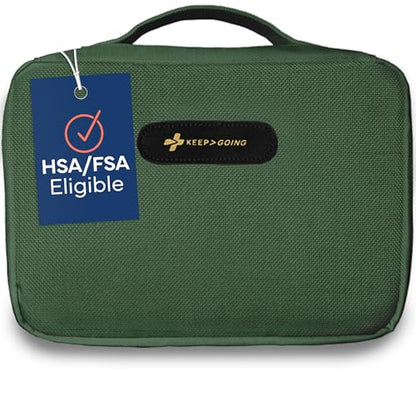 KeepGoing Large Home First Aid Kit for Kids – 270 Pc. for Car, Home, Dorm, & Boat with Latex-Free Bandages – 10 x 7 x 3.5 in. Travel First Aid Kit (Hunter Green) - style: Hunter Green