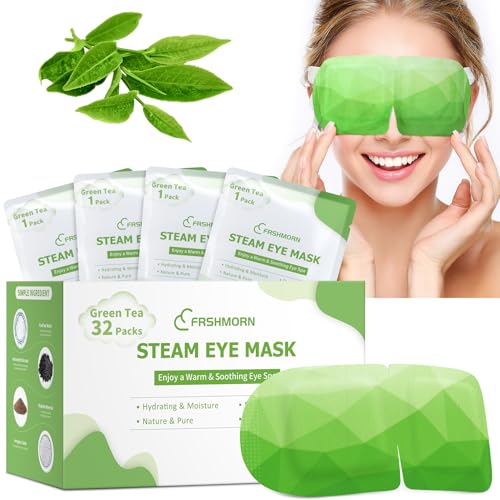 32Packs Steam Eye Mask, Heated Eye Mask for Sleeping, Warm Compress for Eyes, Self Heating Disposal Steam Mask for Home Sleep, Office, Spa, Travel Essentials Mothers Day Gifts (Green Tea) - color: 32Packs Green Tea