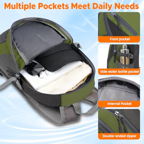 sunhiker Small Hiking Backpack Women Men 20L Lightweight Travel Backpack Daypack Casual Backpack For Cycling Outdoor Camping - color: Navy Green