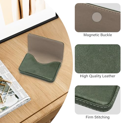 Business Credit Card Holders, Magnetic Sealing Anti Drop, PU Leather Debit Card Protector Organizer Case (Blackish Green) - color: Blackish Green