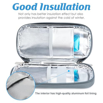 YOUSHARES Insulin Cooler Travel Case - Portable Refrigerated Medicine Case for Insulin Pen, Medication and Diabetic Supplies with 2 TSA Approved Ice Pack - color: Camellia Grey
