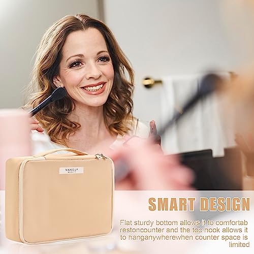 Queboom Travel Makeup Bag Cosmetic Bag Makeup Bag Toiletry bag for women and men (Beige) - color: Beige