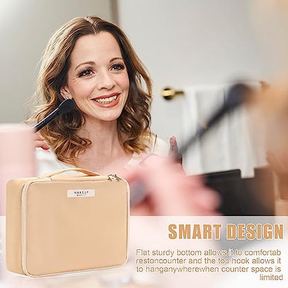 Queboom Travel Makeup Bag Cosmetic Bag Makeup Bag Toiletry bag for women and men (Beige) - color: Beige