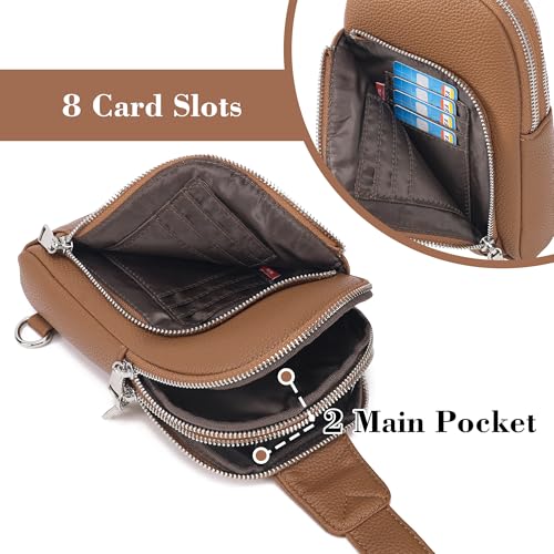 INICAT RFID Blocking Sling Bag, Anti Theft Crossbody Bag for Women Compact Travel Purses Leather - color: Brown