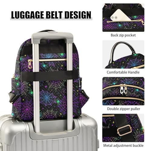 Women Fashion Backpack Purse Casual Lightweight Travel Shoulder Bag Goth Bat Spider Web Rucksack Ladies Bag, Small - color: Color 03, size: Small