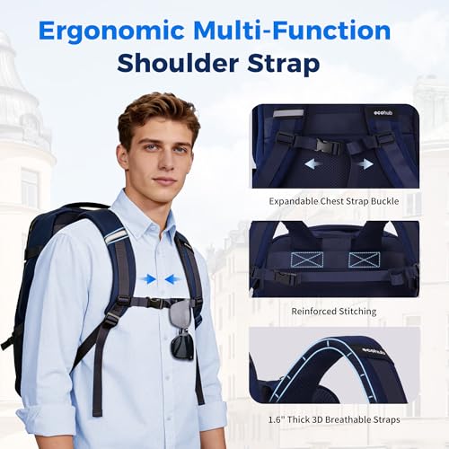ECOHUB 19" Travel Backpack for Men Women 19x7.1x12.6 Spirit Airlines Personal Item Bag Backpack with Wet Compartment,Blue - color: Blue