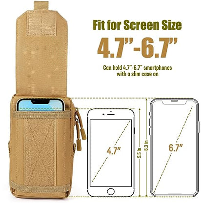 SOWHUP Tactical Molle Pouch Cell Phone Pouch Holster Small Utility EDC Pouch Gadget Organizer Bag - color: Tan1
