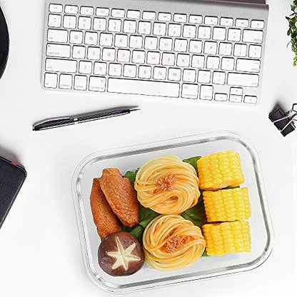 M MCIRCO 10-Pack 22 Oz Glass Meal Prep Containers with Lids - Microwave, Oven, Freezer & Dishwasher Safe - White - color: white