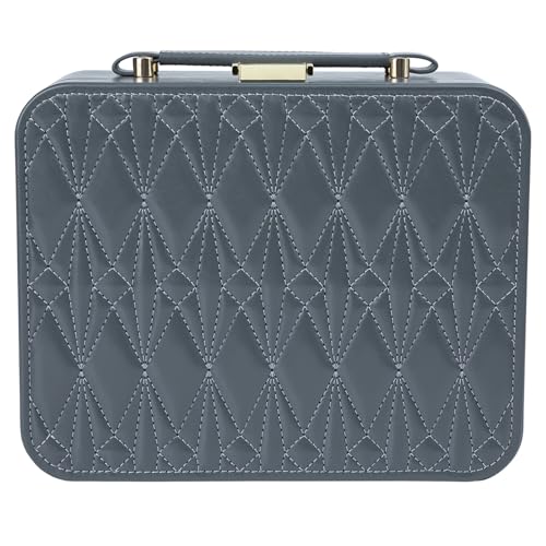 Travel Jewelry Case Large Jewelry Box Jewelry Travel Organizer Jewelry Case with Handle Removable Tray Best Gift for Women Girls (Grey) - color: Grey