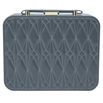 Travel Jewelry Case Large Jewelry Box Jewelry Travel Organizer Jewelry Case with Handle Removable Tray Best Gift for Women Girls (Grey) - color: Grey