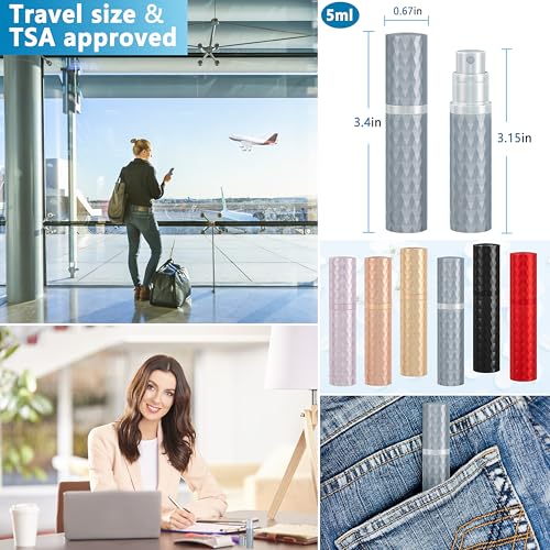 Travel Perfume Atomizer Bottle Refillable - 5ml Leakproof Fragrances Perfume Atomizer, Portable Perfume Sprayer, Perfume Refillable Bottle for Traveling (Gray) - color: Gray