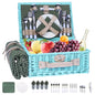 YPshuye Picnic Basket Set for 4 with Waterproof Blanket Mat Insulation Bag Wicker Blue Green Light Hawaiian Tropical Style Gift for Wedding Birthday Summer Camp Outdoor Camping Beach Travel Christmas - color: Green and White Dots