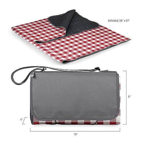 ONIVA - a Picnic Time brand Blanket Tote Outdoor Picnic Blanket, Beach Blanket, Camping Blanket 59x51 inches - color: Red Check With Gray