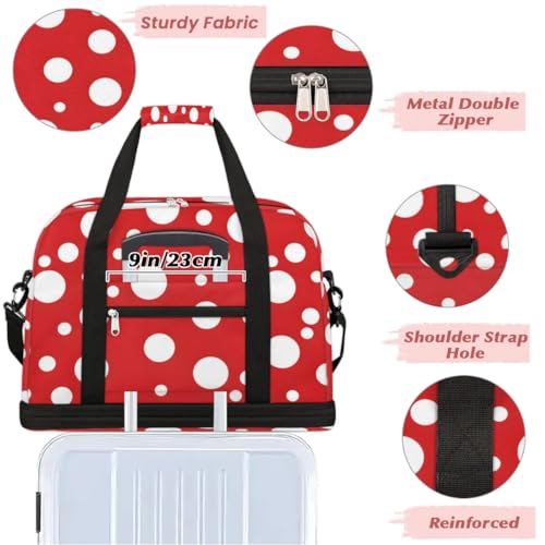 Travel Duffel Bag Round Dots Print Weekender Bag with Shoe Compartment Foldable Overnight Bags for Travel Sports Lightweight Gym Bags for Men Women - color: Round Dots Print