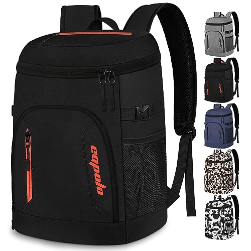 Capolo Cooler Backpack for Men Women Insulated Backpack Cooler Leak Proof Thermal Bag Beverage Soft Cooler Bag Lunch Backpack for Camping 30/45 Cans - color: Black, size: 30 Cans
