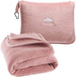 BlueHills Premium Soft Long Travel Blanket Pillow for Tall Airplane Flight Blanket 70 X48 inch Throw in Soft Bag case with Backpack Clip Compact Large Plane 2 in 1 Combo Pink T055 - color: Pink-long-t055