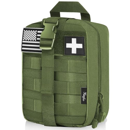 Medical Molle Pouch Tactical - 1000D Nylon First Aid Pouch, Big Capacity EMT Pouch Utility, Heavy Duty Military Grade Rip-Away Ifak Pouch for Home and Outdoor Activities（Bag Only - color: Green