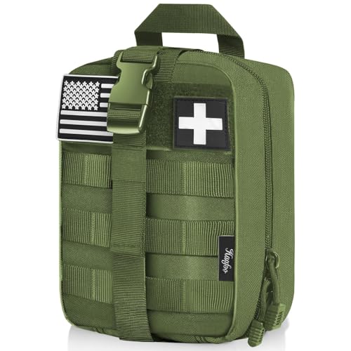 Medical Molle Pouch Tactical - 1000D Nylon First Aid Pouch, Big Capacity EMT Pouch Utility, Heavy Duty Military Grade Rip-Away Ifak Pouch for Home and Outdoor Activities（Bag Only - color: Green