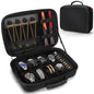 Travel Jewelry Box Watch Case, 8 Slots Watch Organizer for Men Women, Hard Storage Bag with 10 Ring Holders, 4 Necklace Hooks, 4 Watch Strap, Jewelry Bracelets Carrying Case with Soft Pillow