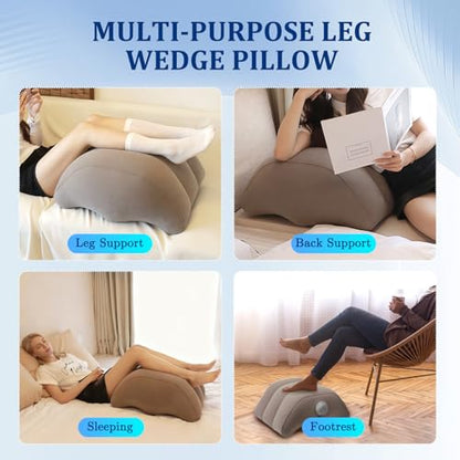 WIOR Inflatable Leg Elevation Pillow, Wedge Pillow for Sleeping Legs Swelling, Portable Blow-Up Leg Support Elevating Pillows for Injury Recovery Blood Circulation Knee Hip Foot Ankles Pain Relief
