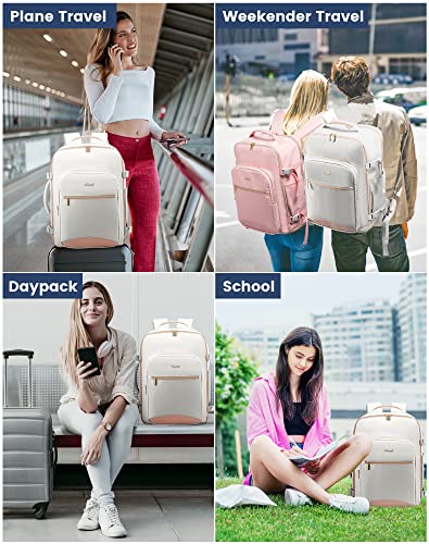 LOVEVOOK 40L Travel Backpack Flight Approved Carry on Backpack,3 Packing Cubes,Waterproof Personal Item Travel Bag,TSA Carry on Luggage Suitcase Travel Essentials,Gifts for Women & Men,fits 17" Laptop - color: A-light Gray-pink, size: Large-40L-4Pcs