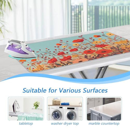 Autumn Poppy Flowers 01 Ironing Mat for Table top Portable Ironing Pad Blanket for Washer Dryer Countertop Travel - color: Autumn Poppy Flowers 01