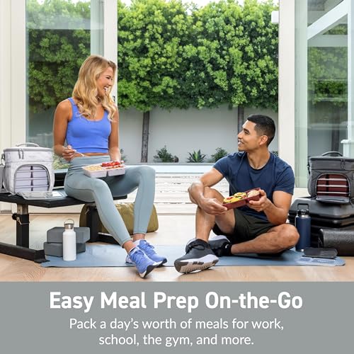 Bentgo Prep Deluxe Insulated Multimeal Bag - Lunch Box Bag, Holds 5 Meals, Premium Insulation up to 8 Hrs, Durable, Water-Resistant - Large Capacity For Adult Meal Prep (White Marble) - color: White Marble