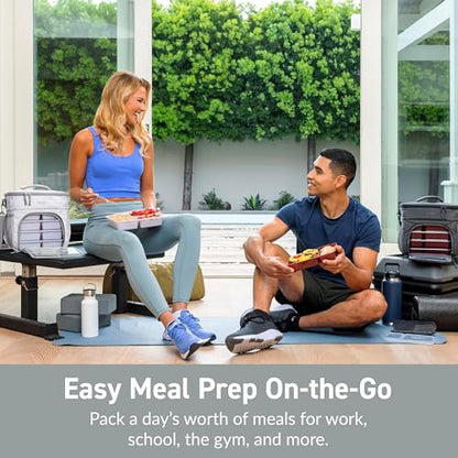Bentgo Prep Deluxe Insulated Multimeal Bag - Lunch Box Bag, Holds 5 Meals, Premium Insulation up to 8 Hrs, Durable, Water-Resistant - Large Capacity For Adult Meal Prep (White Marble) - color: White Marble