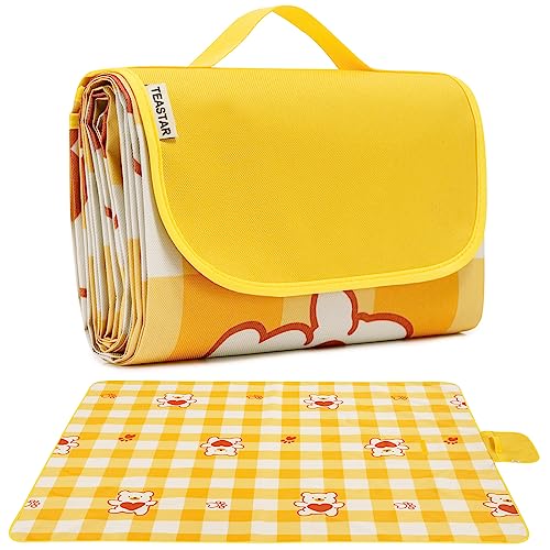 Sand Free Beach Blanket Waterproof Sandproof Beach Mat Lightweight Water Proof Outdoor Blankets Extra Large Picnic Blanket for Travel, Grass, Beach, Hiking, Camping, Concert, Festival - color: Yellow, size: 60"x80" (Rectangular)