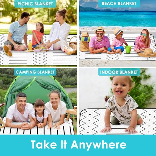 Waterproof Picnic Outdoor Blanket, 79" x 59" Sandproof Foldable Large Picnic Blanket for Beach, Camping, Park, Travel, Concert, Great Gift for Families and Couples (Simple Lines) - color: Simple Lines 02