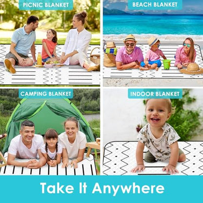 Waterproof Picnic Outdoor Blanket, 79" x 59" Sandproof Foldable Large Picnic Blanket for Beach, Camping, Park, Travel, Concert, Great Gift for Families and Couples (Simple Lines) - color: Simple Lines 02