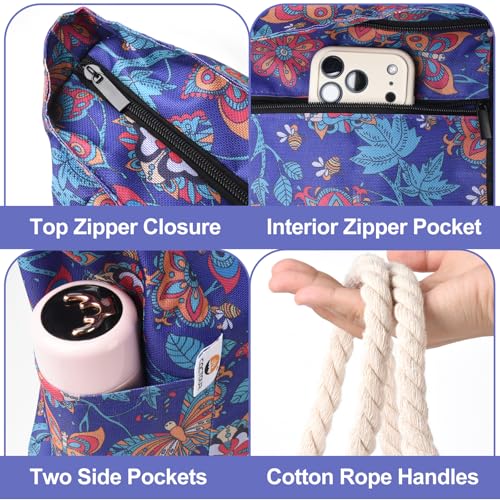 CaCTOUR Large Beach Bag Women,Beach Bags Waterproof Sandproof with Zipper Wet Pocket,Beach Tote Pool Bag for Swim Gym Travel - color: Flower/Butterfly