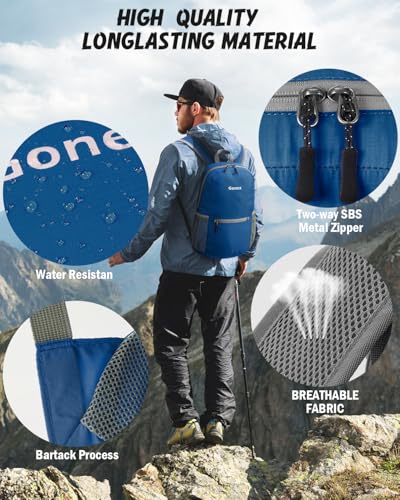 Gonex Ultra Lightweight Packable Backpack Daypack Handy Foldable Camping Outdoor Travel Cycling Backpacking - color: Dark Blue