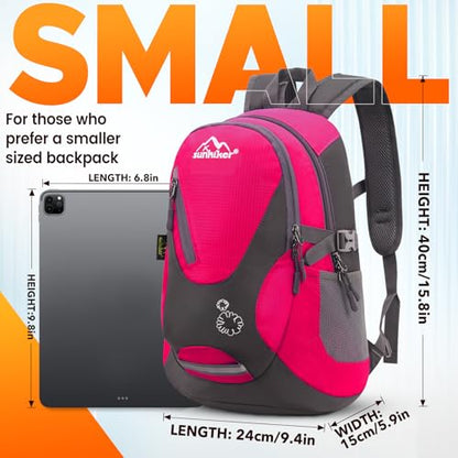 sunhiker Small Hiking Backpack Women Men 20L Lightweight Travel Backpack Daypack Casual Backpack For Cycling Outdoor Camping - color: Hot Pink